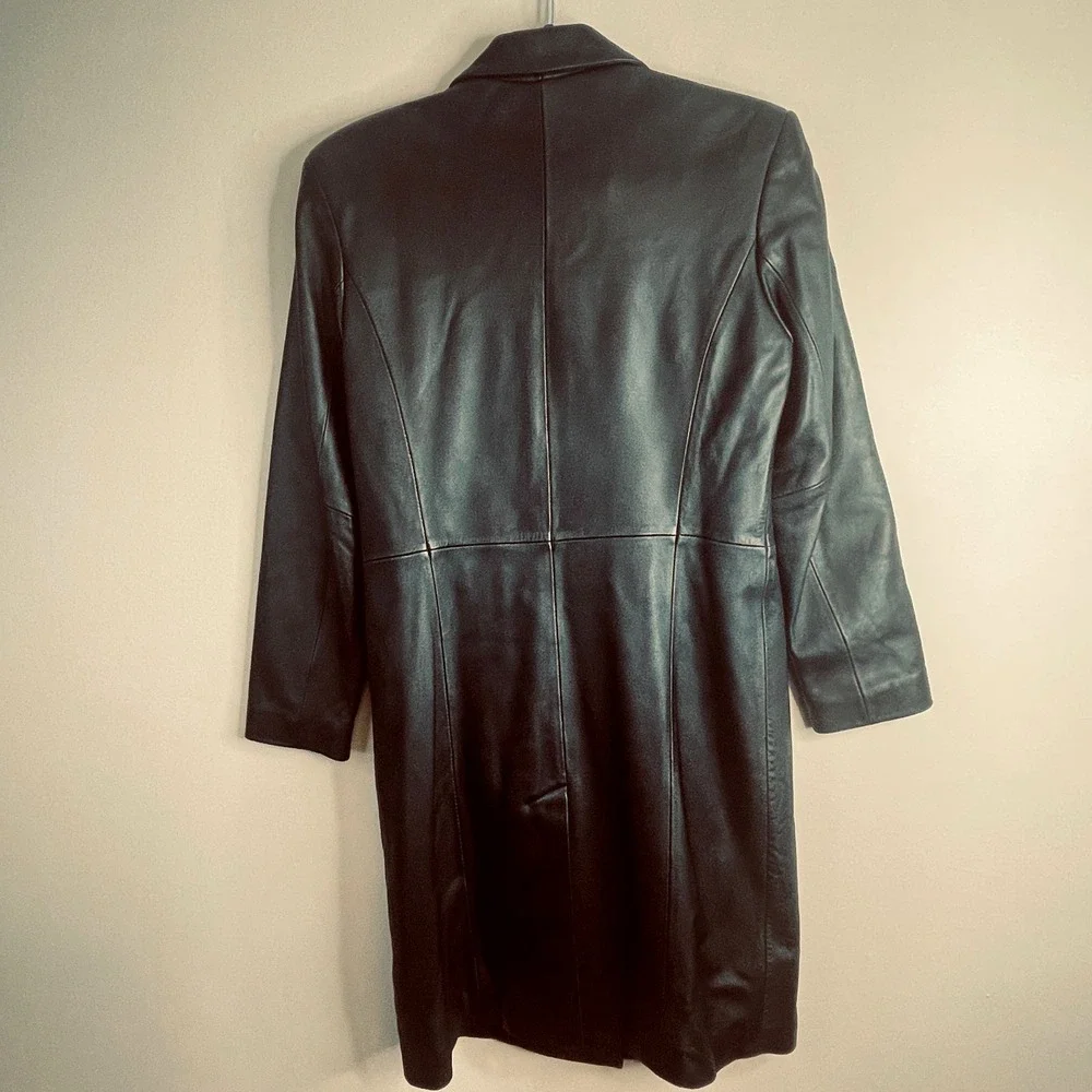 Vintage Y2K Leather Indie Chic Jacket Small Cyber Punk Matrix Urban 70s Trench